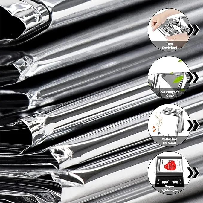 GALAXYLENSE Emergency Mylar Thermal Blanket for Survival First Aid Kits Army Outdoors Hiking Camping Bug Out Trauma Desert All Weather Condition Protection (Silver)