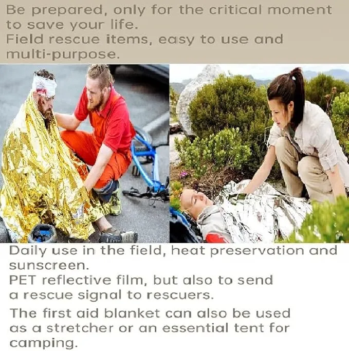 GALAXYLENSE Emergency Mylar Thermal Blanket for Survival First Aid Kits Army Outdoors Hiking Camping Bug Out Trauma Desert All Weather Condition Protection (Silver)