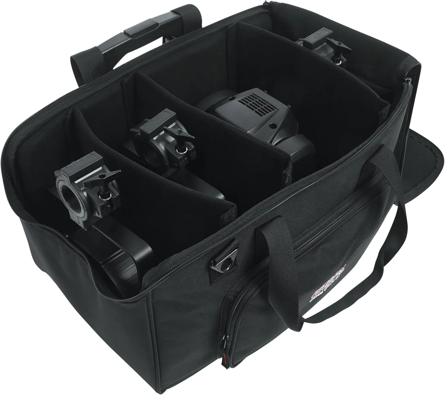 Gator Cases Tote Bag to Hold up to (4) LED Par Style Lighting Fixtures with Adjustable Dividers