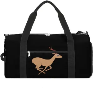 Gazelle Animal African Antelope Travel Gym Bag Sport Workout Duffel Bags with Compartments And Side Pocket