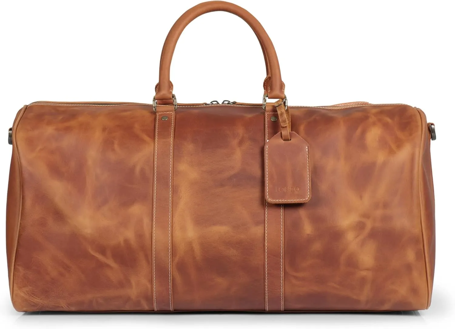 Genuine Top Grain Leather Duffle Bag - Vintage Retro Travel Bag Overnight Weekender Bag Carry on Luggage Bag with Adjustable Shoulder Strap & Interior Pocket - Stylish Gym Bag for Men & Women