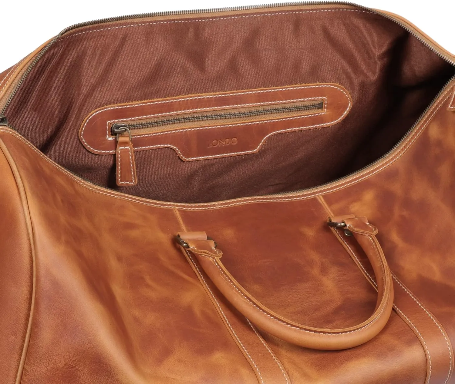 Genuine Top Grain Leather Duffle Bag - Vintage Retro Travel Bag Overnight Weekender Bag Carry on Luggage Bag with Adjustable Shoulder Strap & Interior Pocket - Stylish Gym Bag for Men & Women