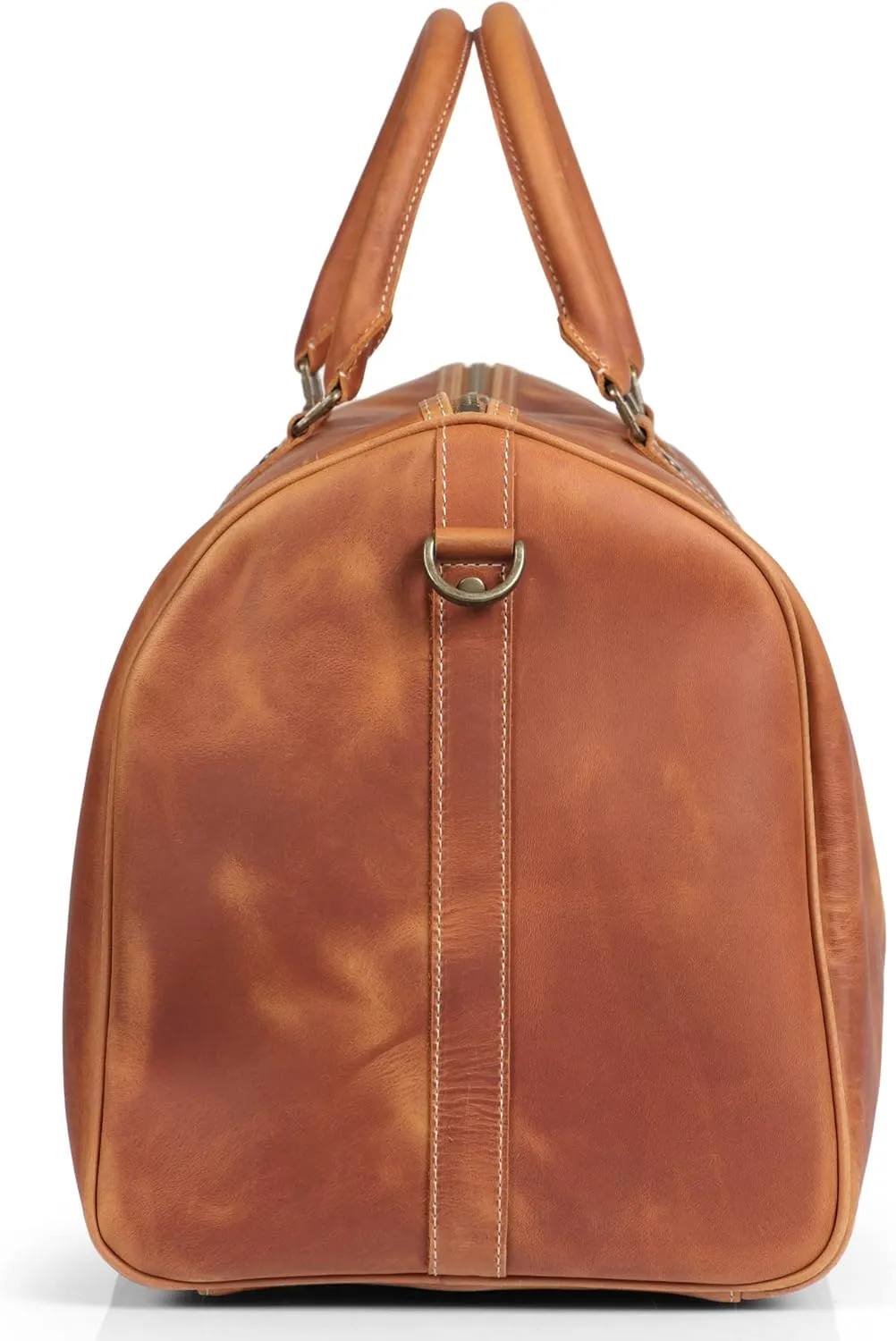 Genuine Top Grain Leather Duffle Bag - Vintage Retro Travel Bag Overnight Weekender Bag Carry on Luggage Bag with Adjustable Shoulder Strap & Interior Pocket - Stylish Gym Bag for Men & Women