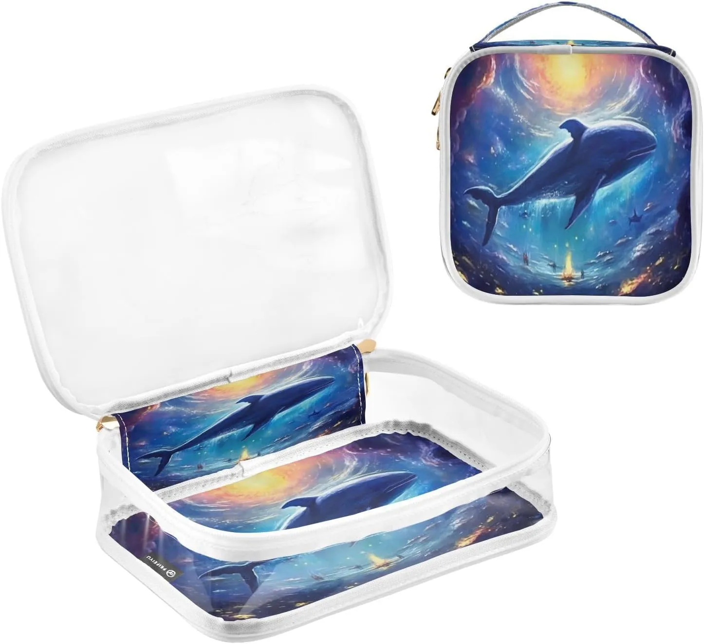 Giant Whale Painting Travel Size Toiletry Bag, Airport Toiletries Bag, Women Travel Gifts, 2 Pack