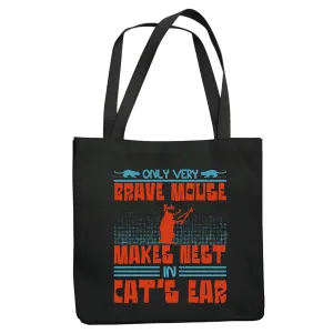 Gift for Fearless Mice Lovers Who Admire Bravery Great for Cat Owners Navy Black Multicolor Canvas Tote Bag