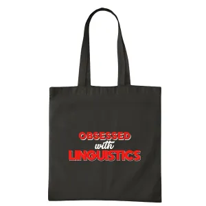 Gift for Linguists Language Lovers Obsessed with Linguistics Navy Black Multicolor Canvas Tote Bag