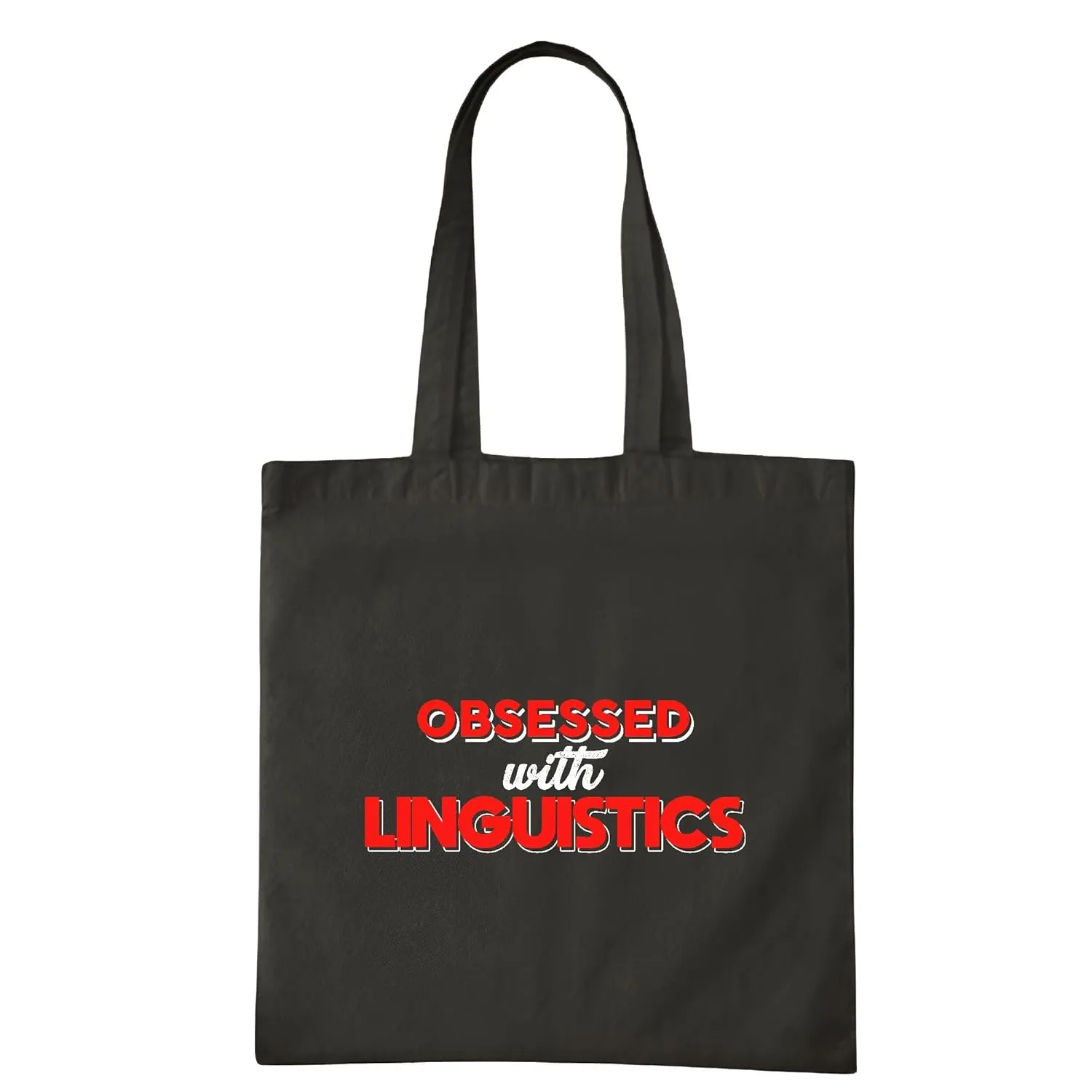 Gift for Linguists Language Lovers Obsessed with Linguistics Navy Black Multicolor Canvas Tote Bag