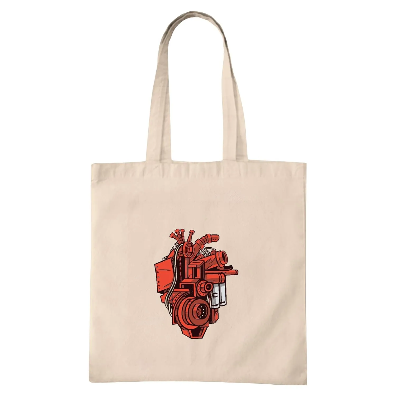 Gift for Mechanical Engineers Mechanical Heart A Mix of Engine and Human Heart Natural White Multicolor Canvas Tote Bag