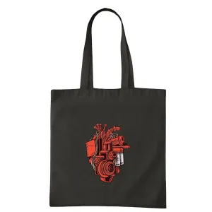 Gift for Mechanical Engineers Mechanical Heart A Mix of Engine and Human Heart Navy Black Multicolor Canvas Tote Bag