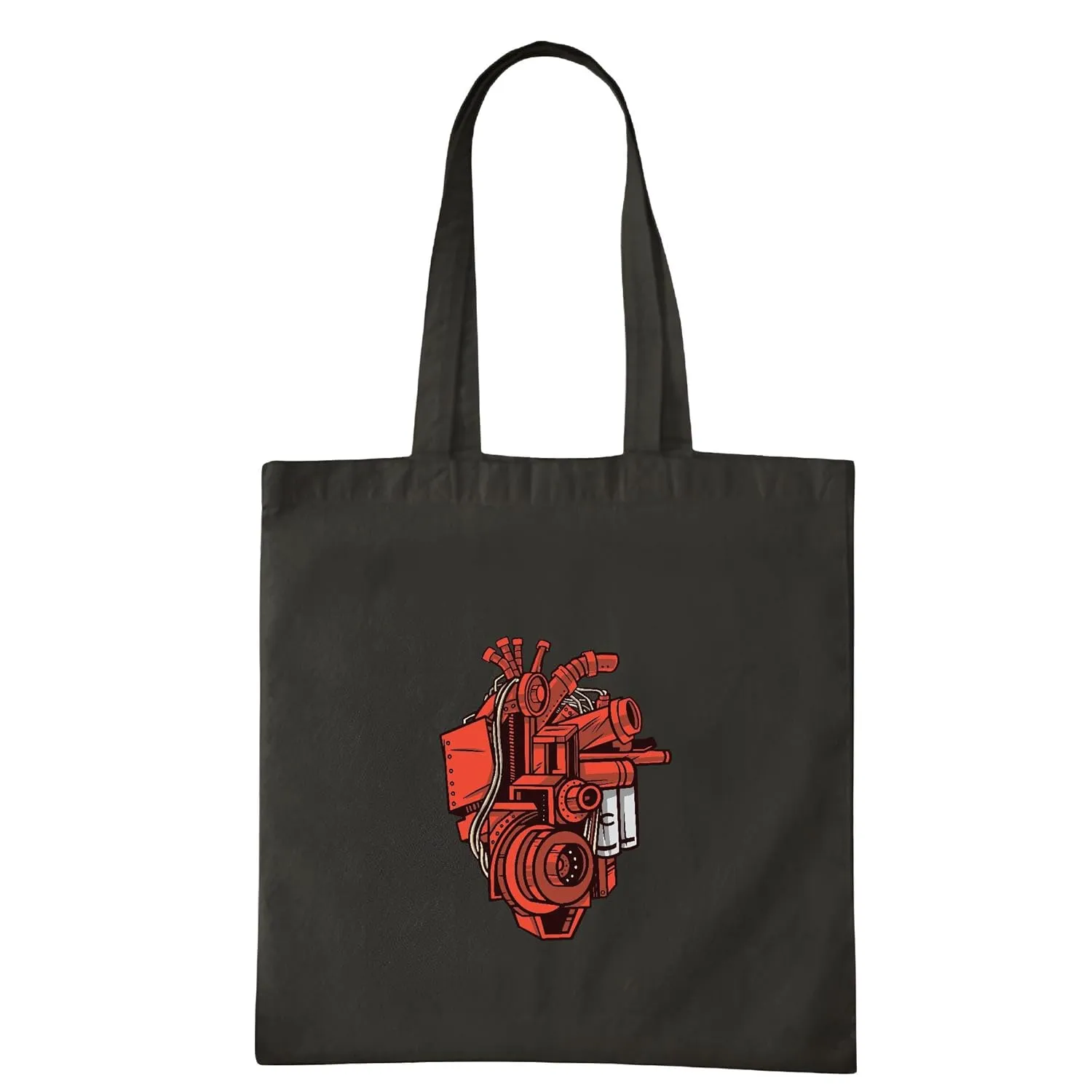 Gift for Mechanical Engineers Mechanical Heart A Mix of Engine and Human Heart Navy Black Multicolor Canvas Tote Bag