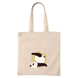 Gift for Yoga Lovers Panda Yoga Pose Exercise Meditation Background Lines Natural White Multicolor Canvas Tote Bag