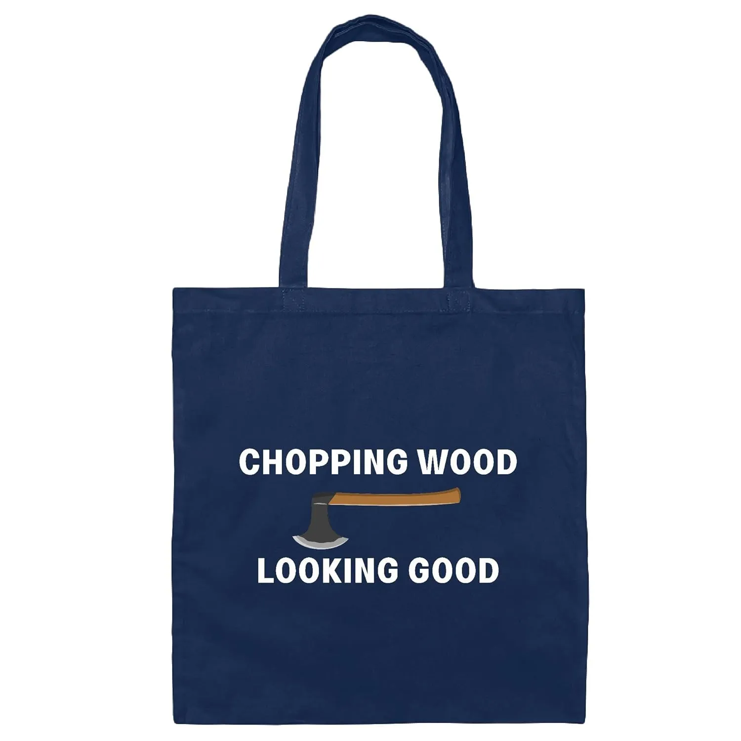 Gift Idea Tote Bag Funny Logger Chopping Wood Looking Good Woodworker Navy Black Multicolor Canvas Tote Bag