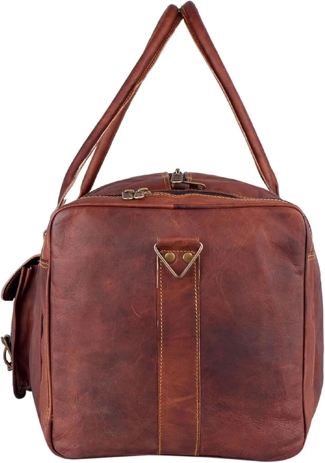 GifteQ Leather Duffle Travel Bag Weekender Large Leather Duffle Bags Carry On Overnight Sports Bag Duffel Luggage Bag for Men And Women (22 Inches)