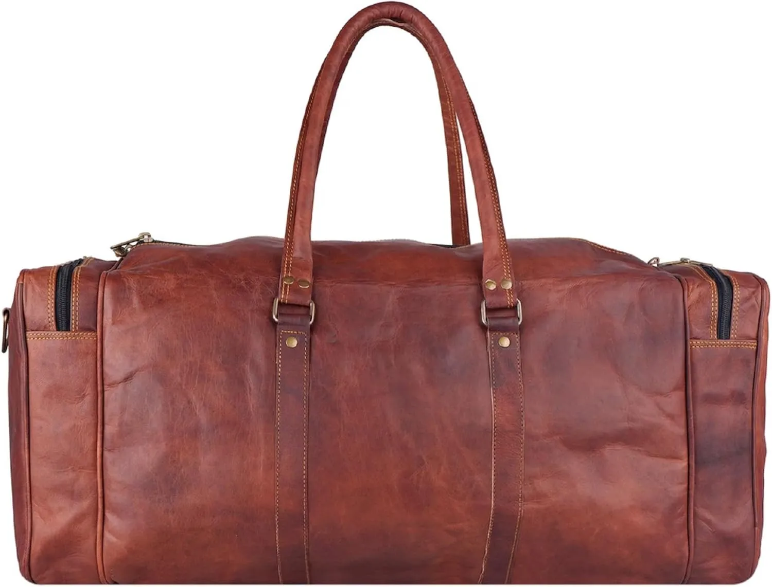 GifteQ Leather Duffle Travel Bag Weekender Large Leather Duffle Bags Carry On Overnight Sports Bag Duffel Luggage Bag for Men And Women (22 Inches)