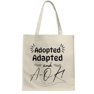 Gifts for Adoptive Families Celebrate Adoption Day with Quotes Funny Gifts for Adoptive Moms Dads Natural White Multicolor Canvas Tote Bag