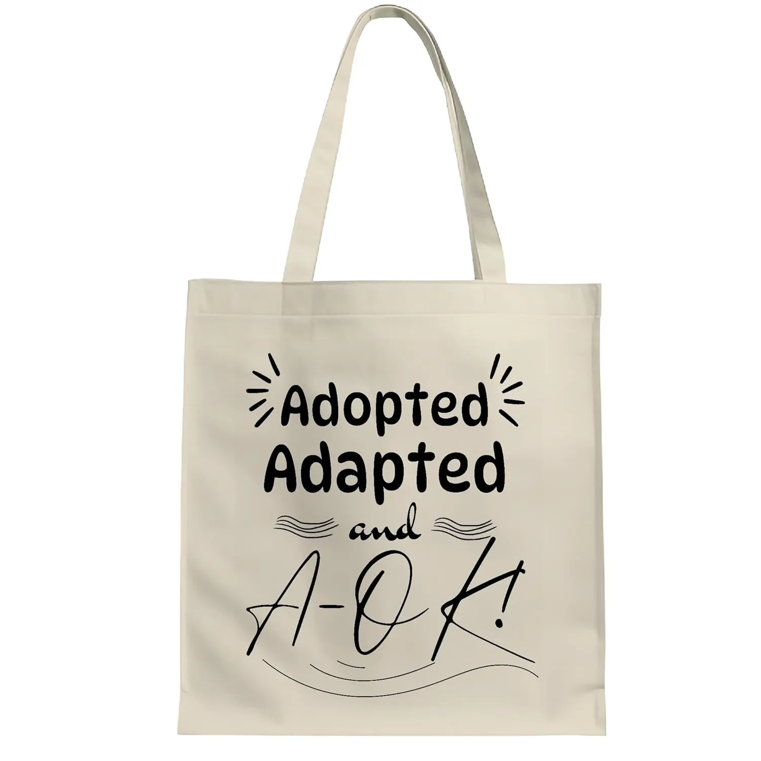 Gifts for Adoptive Families Celebrate Adoption Day with Quotes Funny Gifts for Adoptive Moms Dads Natural White Multicolor Canvas Tote Bag