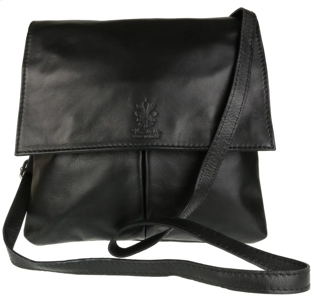 Girly HandBags Double Pocket Italian Genuine Leather Messenger Bag Crossbody Shoulder Bag