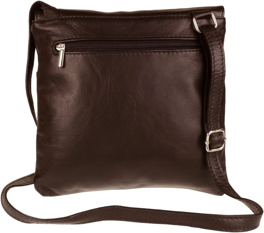 Girly HandBags Double Pocket Italian Genuine Leather Messenger Bag Crossbody Shoulder Bag