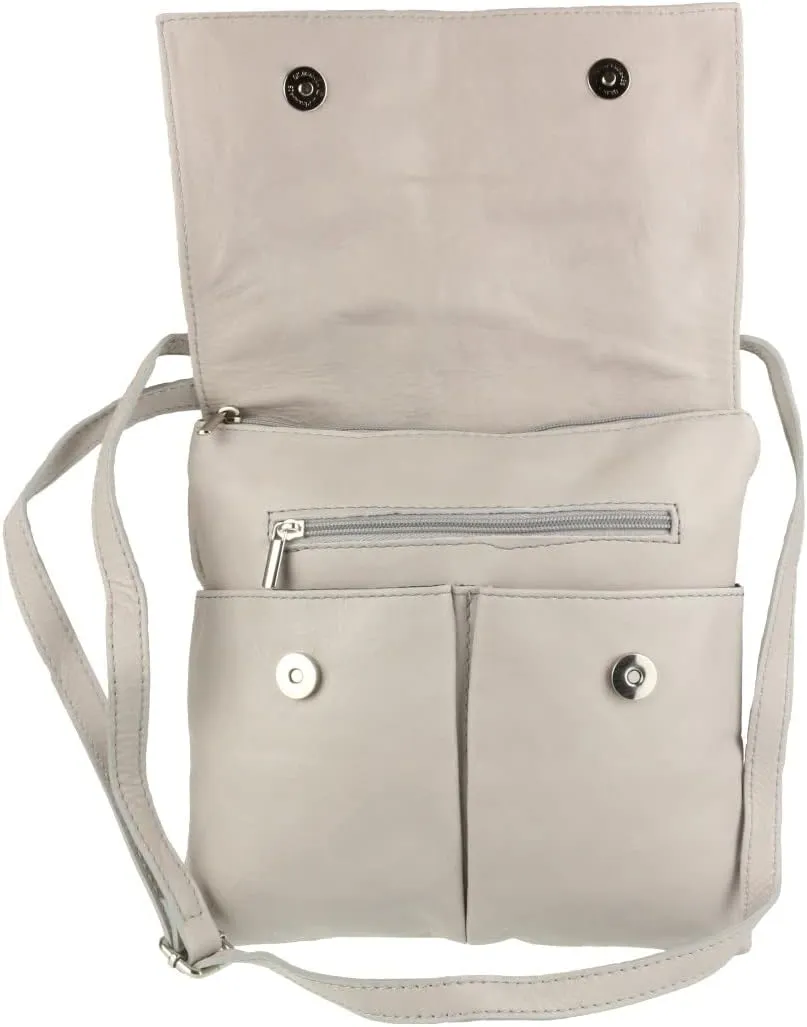 Girly HandBags Double Pocket Italian Genuine Leather Messenger Bag Crossbody Shoulder Bag