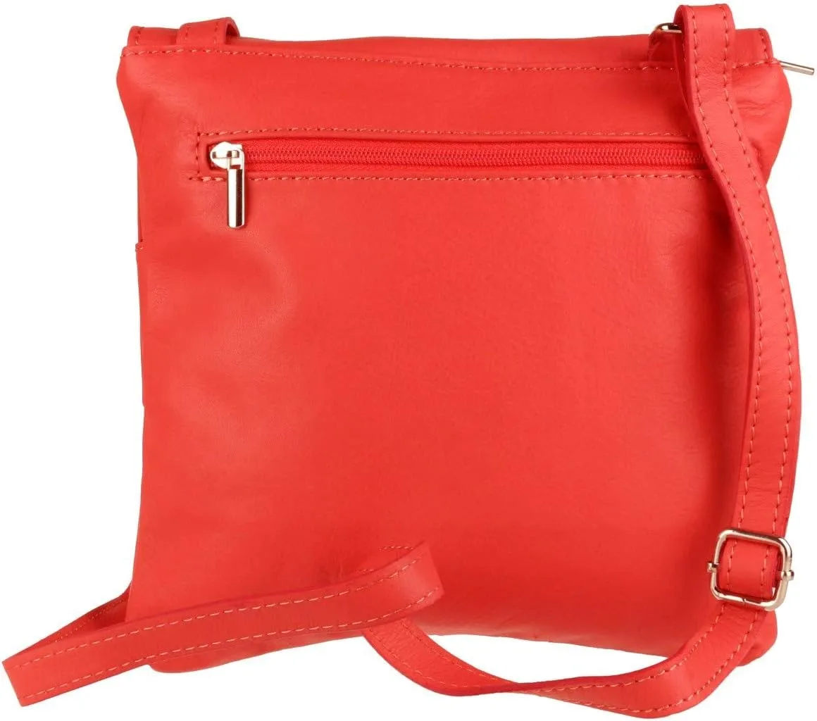 Girly HandBags Double Pocket Italian Genuine Leather Messenger Bag Crossbody Shoulder Bag