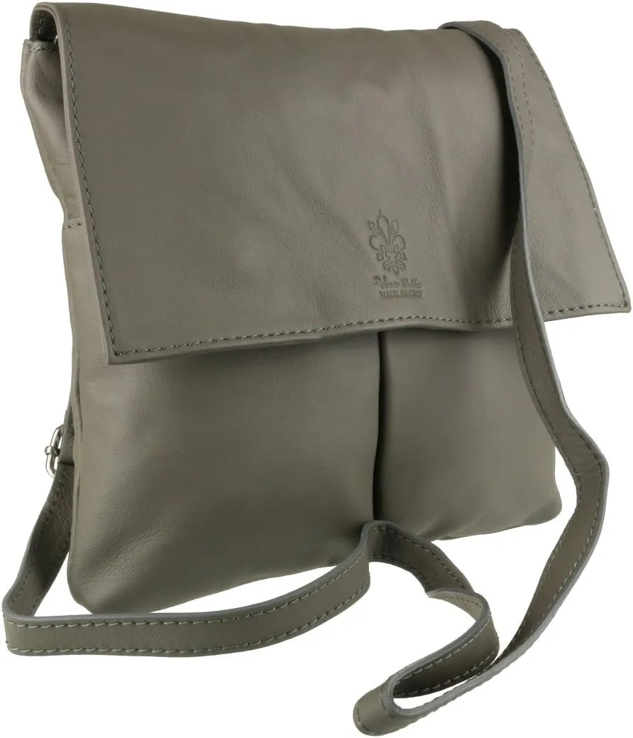 Girly HandBags Double Pocket Italian Genuine Leather Messenger Bag Crossbody Shoulder Bag