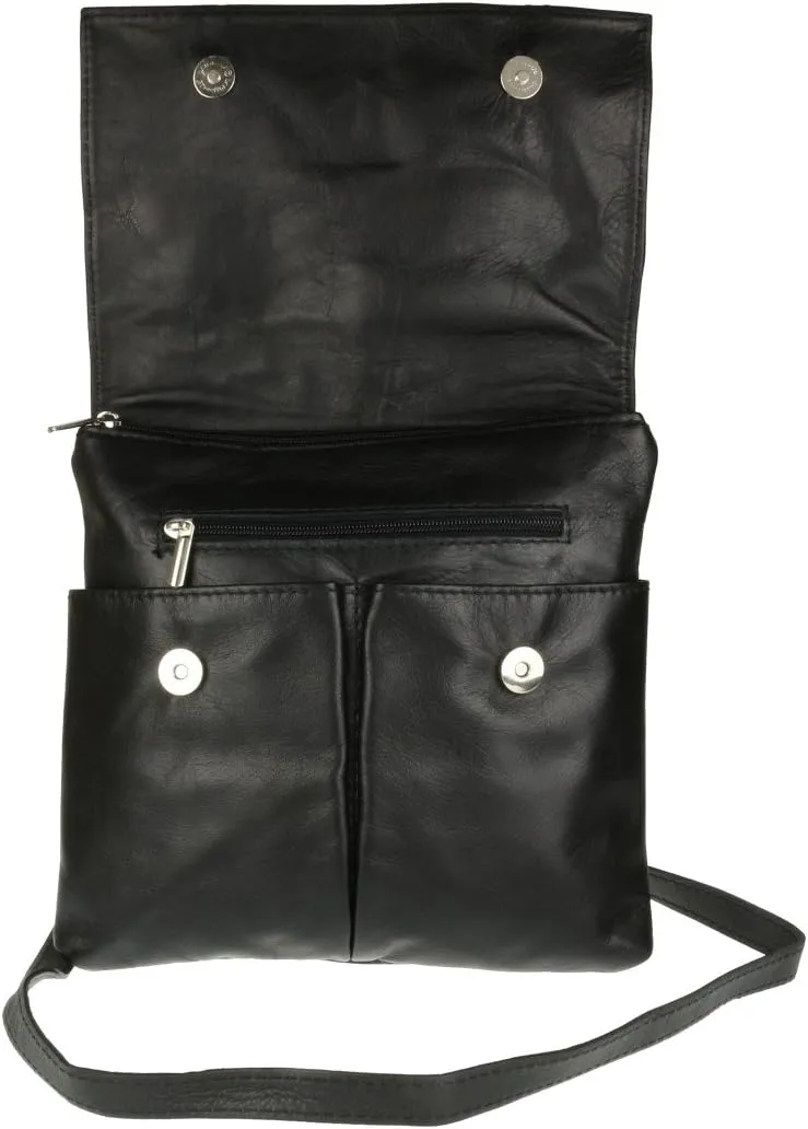 Girly HandBags Double Pocket Italian Genuine Leather Messenger Bag Crossbody Shoulder Bag