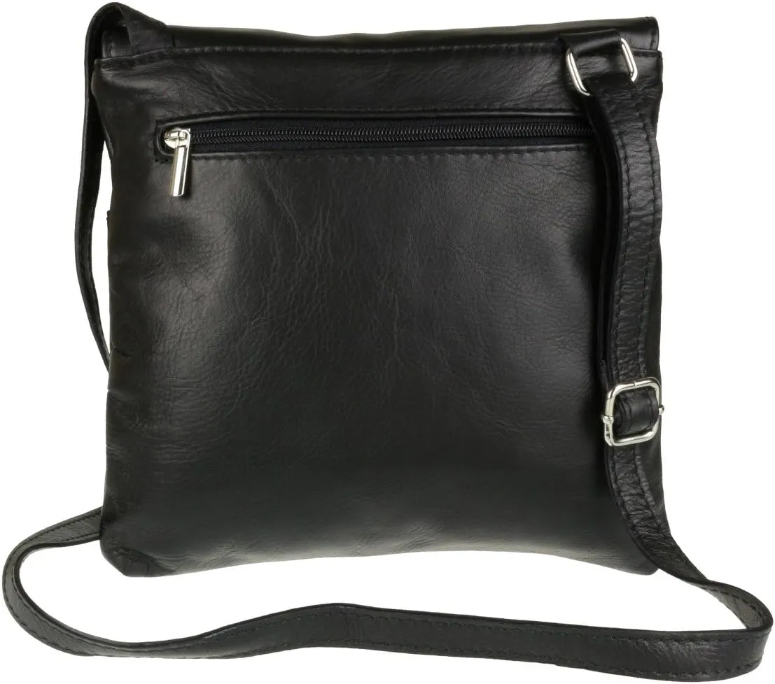 Girly HandBags Double Pocket Italian Genuine Leather Messenger Bag Crossbody Shoulder Bag