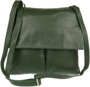Girly HandBags Double Pocket Italian Genuine Leather Messenger Bag Crossbody Shoulder Bag