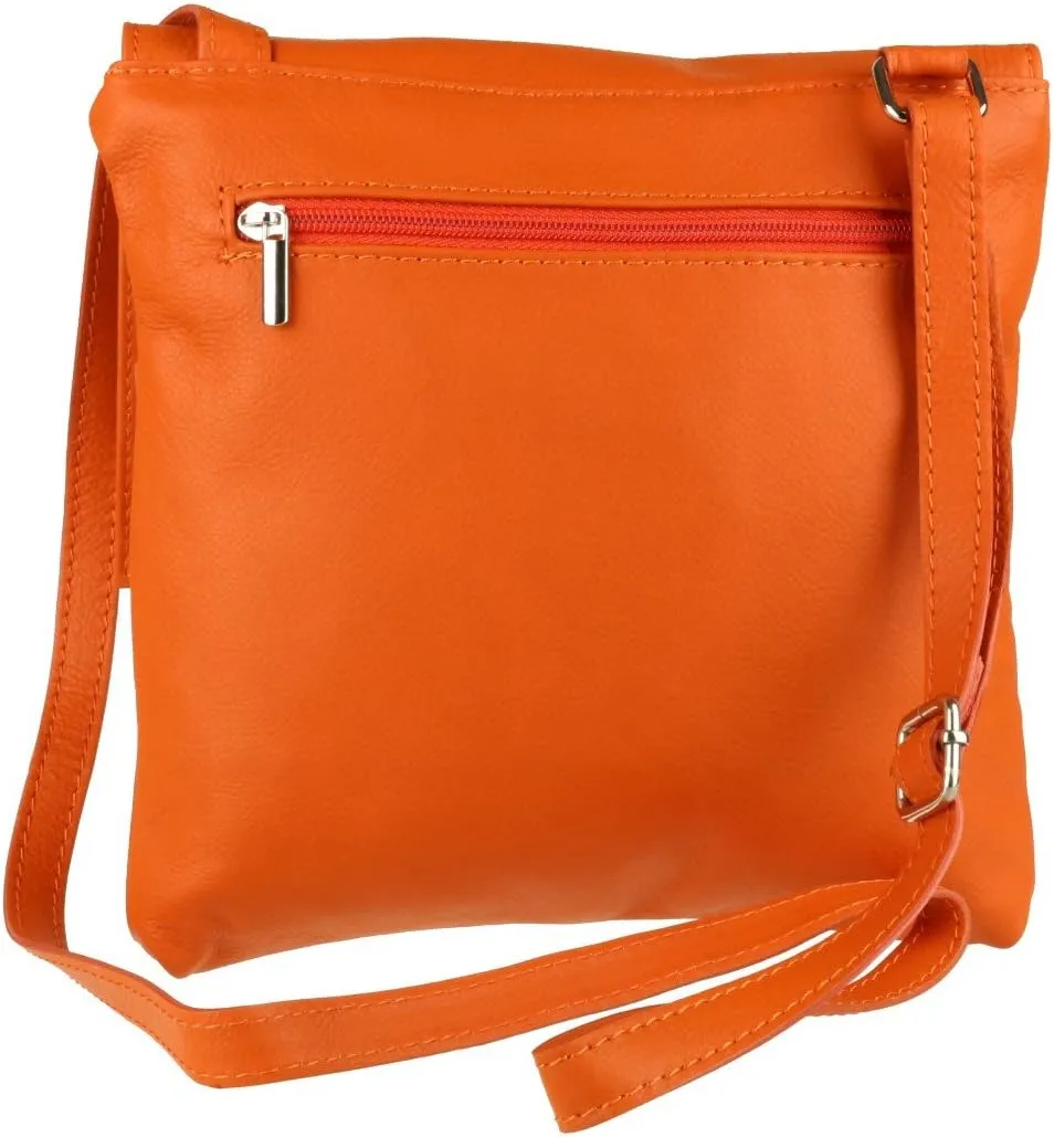 Girly HandBags Double Pocket Italian Genuine Leather Messenger Bag Crossbody Shoulder Bag