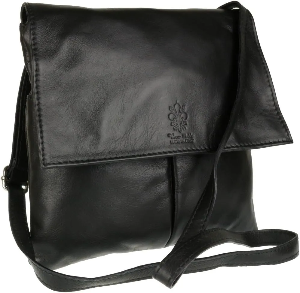 Girly HandBags Double Pocket Italian Genuine Leather Messenger Bag Crossbody Shoulder Bag