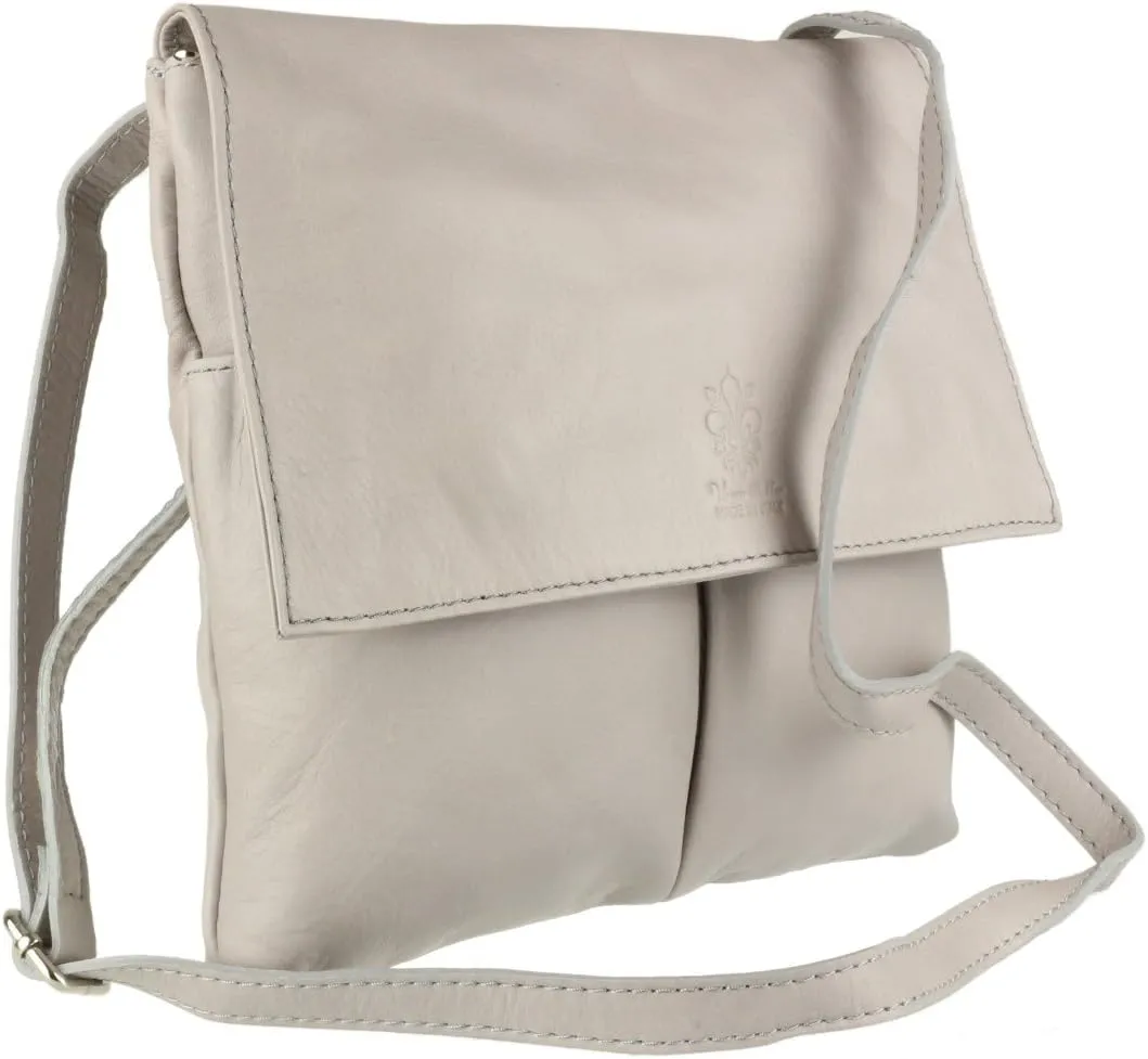 Girly HandBags Double Pocket Italian Genuine Leather Messenger Bag Crossbody Shoulder Bag