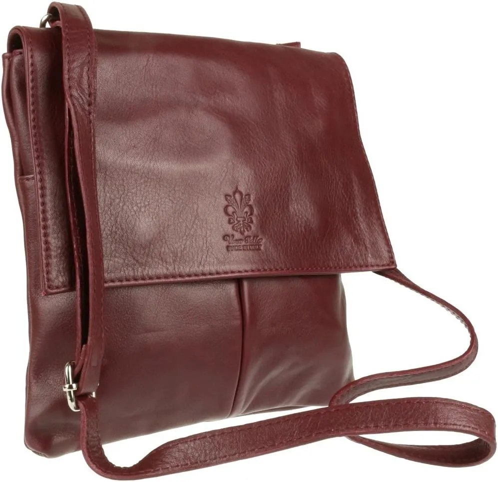 Girly HandBags Double Pocket Italian Genuine Leather Messenger Bag Crossbody Shoulder Bag