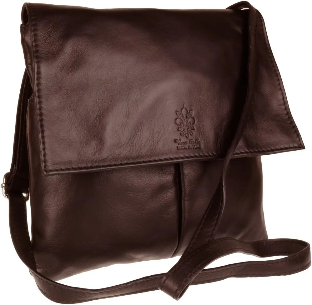 Girly HandBags Double Pocket Italian Genuine Leather Messenger Bag Crossbody Shoulder Bag