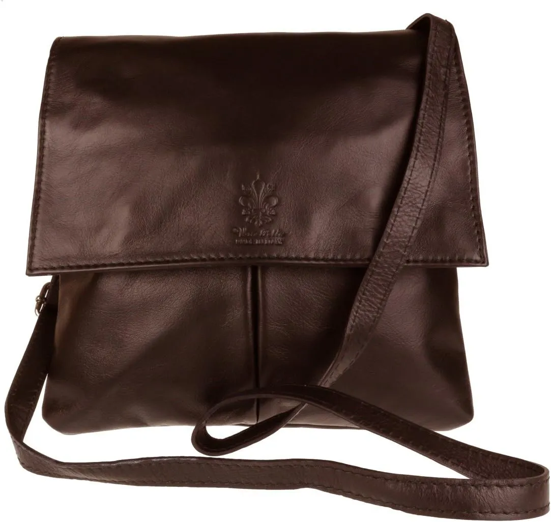 Girly HandBags Double Pocket Italian Genuine Leather Messenger Bag Crossbody Shoulder Bag