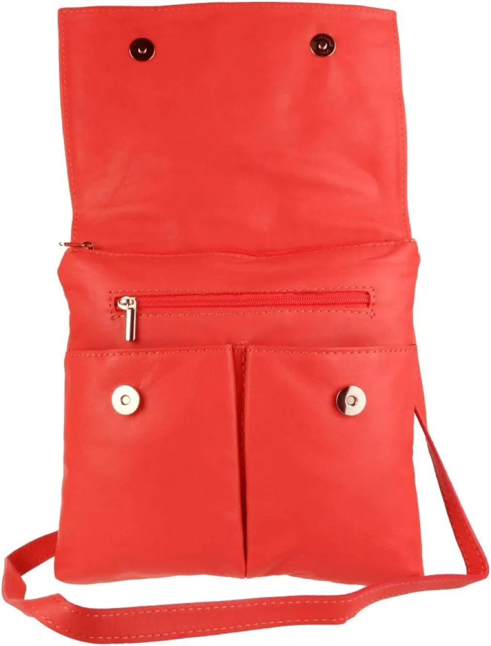 Girly HandBags Double Pocket Italian Genuine Leather Messenger Bag Crossbody Shoulder Bag