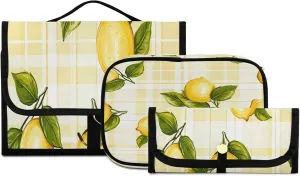 Graffiti Lemon Pattern Women Men Travel Cosmetic Bag, Toiletry Bag Set, Portable Hanging Organizer for Toiletries, Cosmetics, Brushes