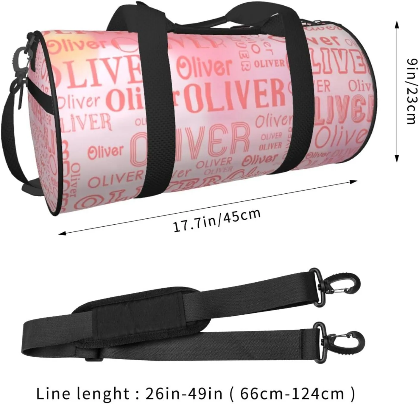 Grapefruit Pink Personalized Duffle Bag for Women Men Custom Sports Gym Dance Bag with Name Customize Cheer Bags for Travel Yoga Ballet Cheerleader Overnight Weekender Handbag