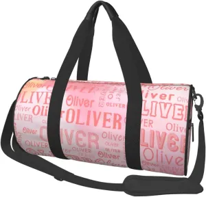 Grapefruit Pink Personalized Duffle Bag for Women Men Custom Sports Gym Dance Bag with Name Customize Cheer Bags for Travel Yoga Ballet Cheerleader Overnight Weekender Handbag