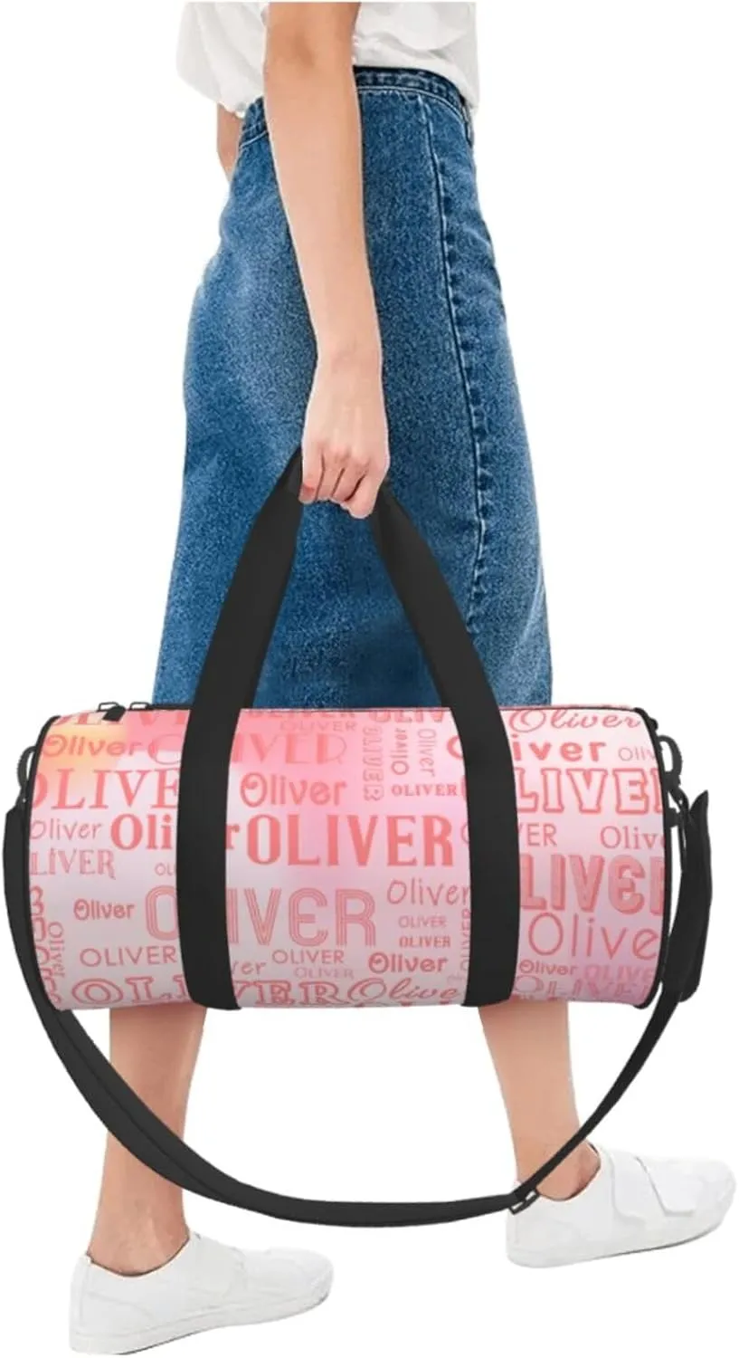 Grapefruit Pink Personalized Duffle Bag for Women Men Custom Sports Gym Dance Bag with Name Customize Cheer Bags for Travel Yoga Ballet Cheerleader Overnight Weekender Handbag