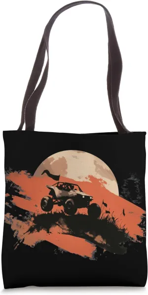 Graphic Drawing of an Off-Road Car Driving Through Mountains Tote Bag