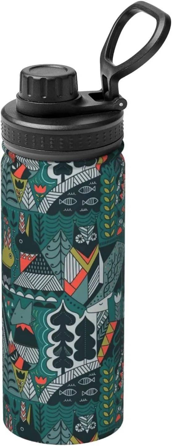 Green Animals Sports Insulated Water Bottle - Premium 18 oz. Stainless Steel Hydration Bottle for Outdoor Enthusiasts