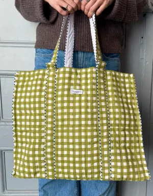 Green Checkered Tote Bag