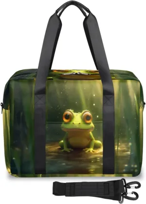 Green Frog Swamp Womens Travel Bags, Weekender Carry on for Women, Sports Gym Bag, Workout Duffel bag, Overnight Shoulder Bag