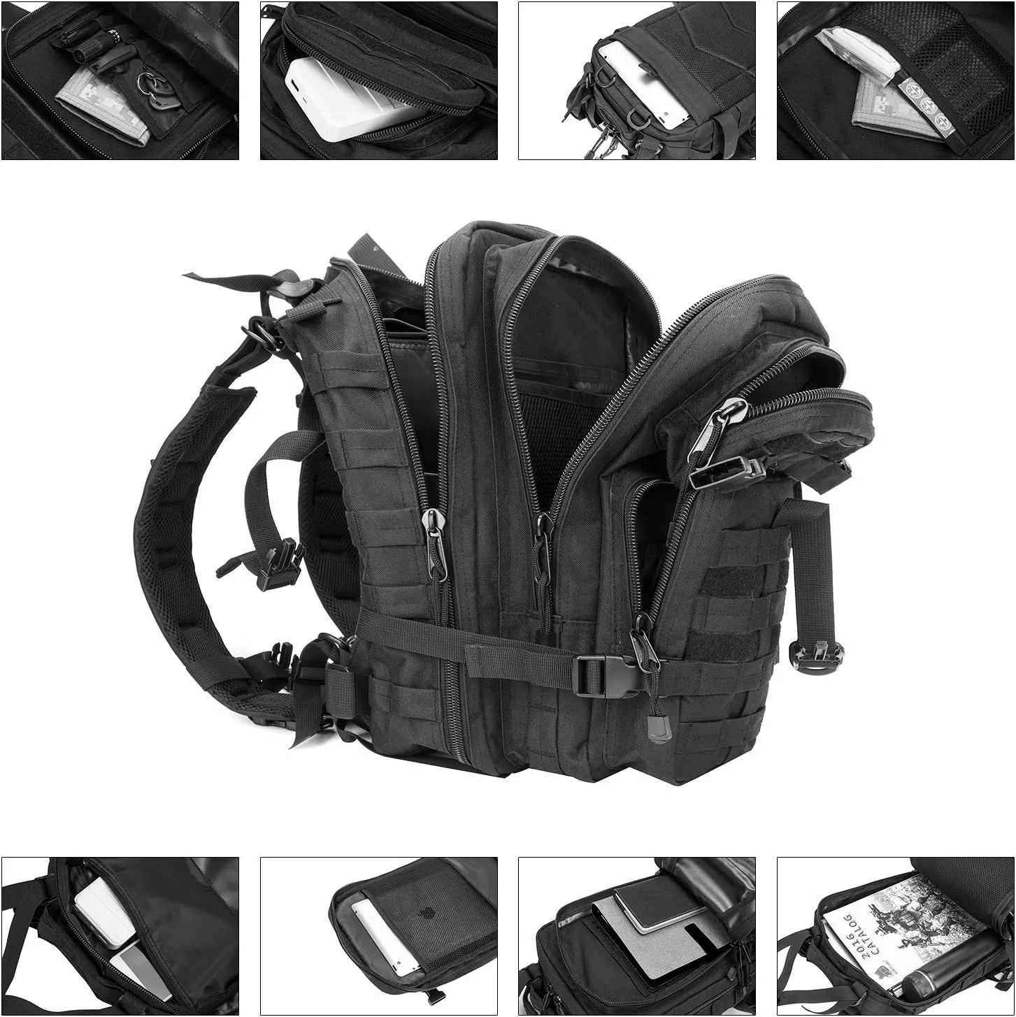 Greencity Small Tactical Backpack Assault Pack Rucksack Molle Bag (Black)