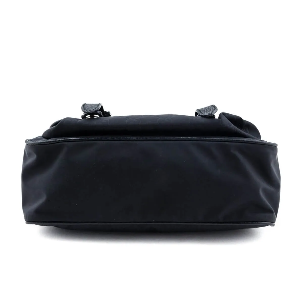 Gucci Black Nylon Monogram Double Buckle Small Messenger Bag