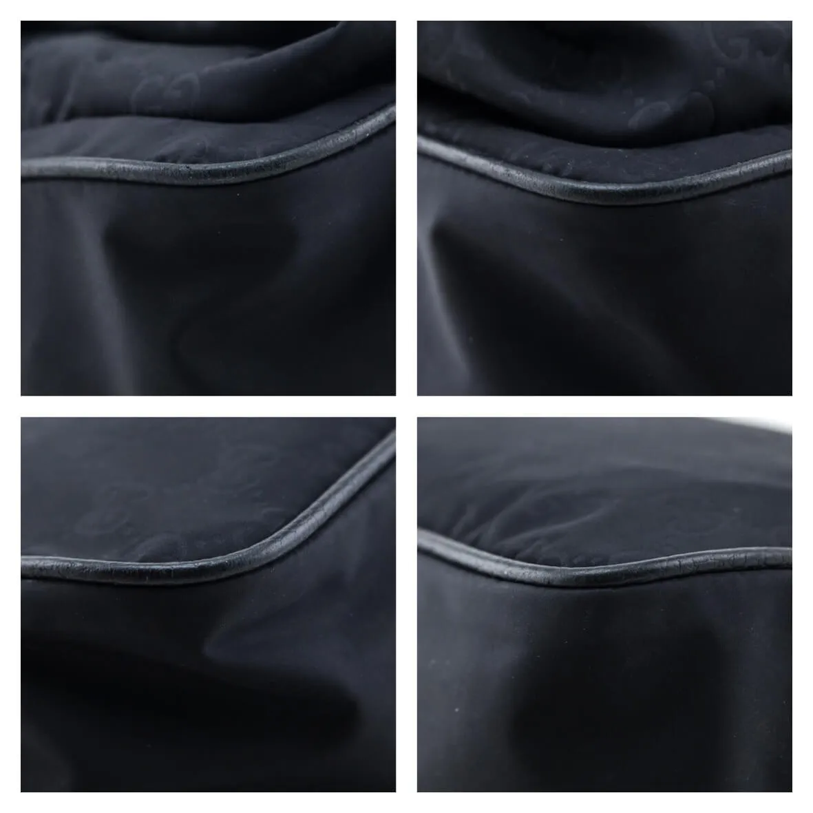 Gucci Black Nylon Monogram Double Buckle Small Messenger Bag