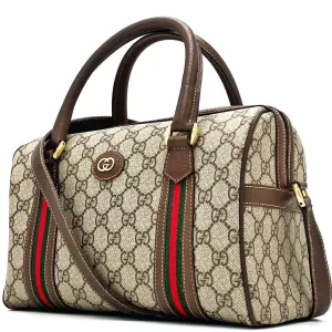 Gucci GG Sherry Supreme Ophidia 2Way Crossbody Web Canvas Boston Bag
