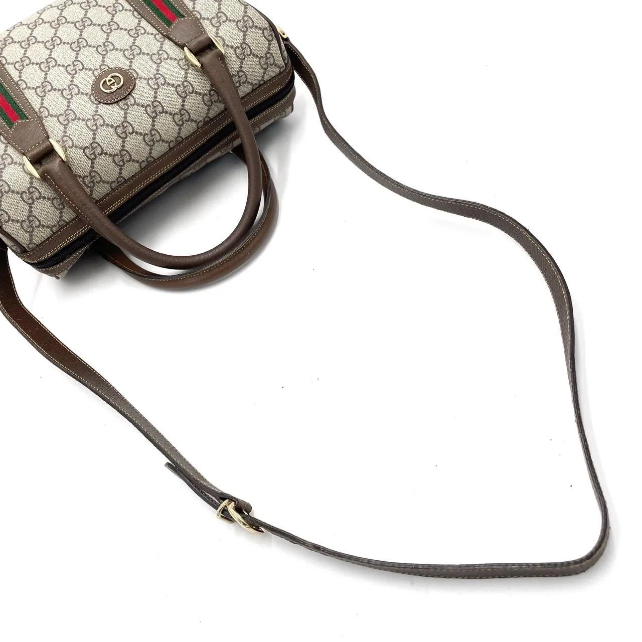 Gucci GG Sherry Supreme Ophidia 2Way Crossbody Web Canvas Boston Bag