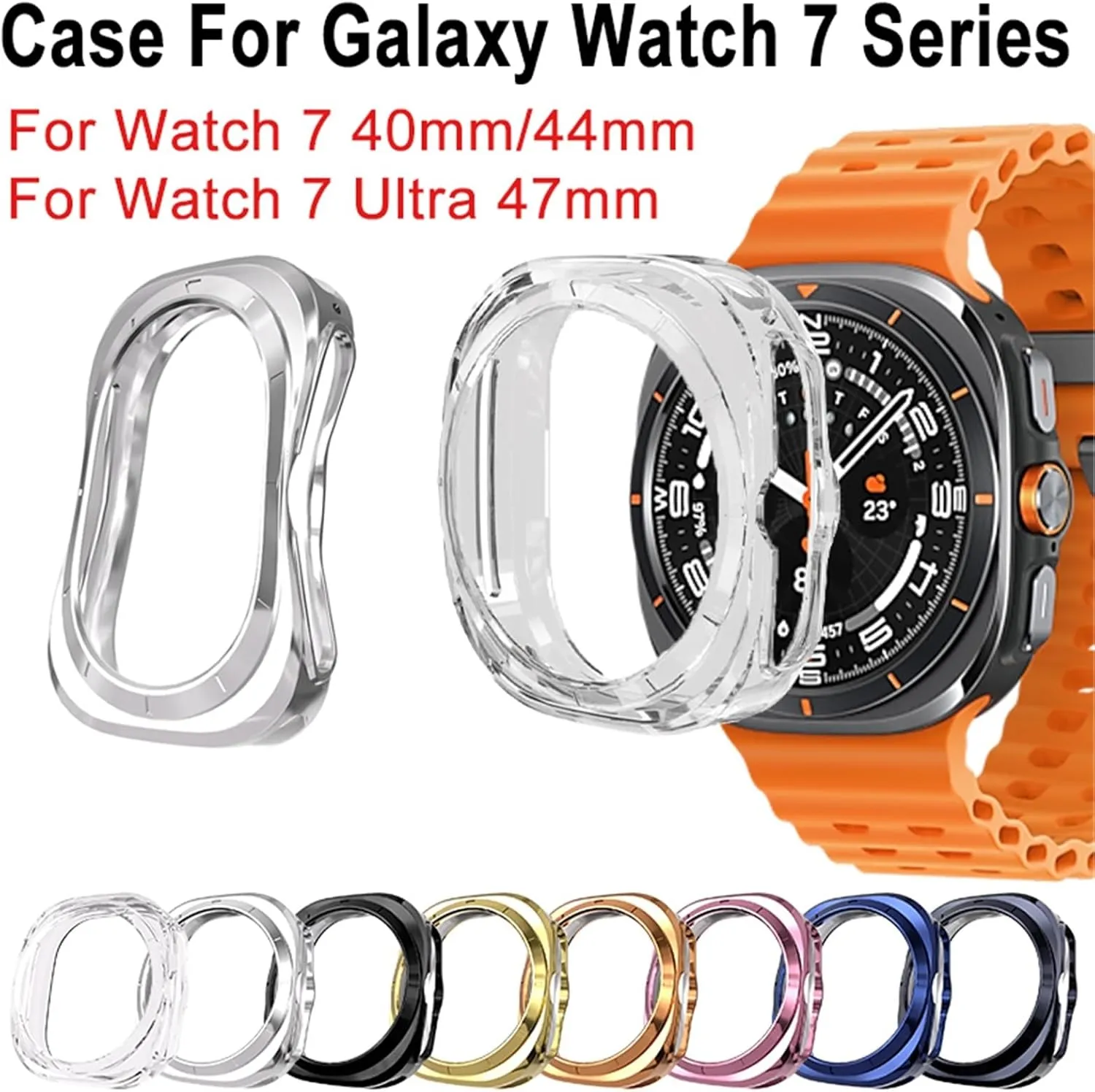 GUMMMY Case for Samsung Galaxy Watch 7 Ultra 47mm Smartwatch Cover Soft TPU Bumper Protective Shell for Galaxy 7 Ultra 47mm Accessories(Gold)