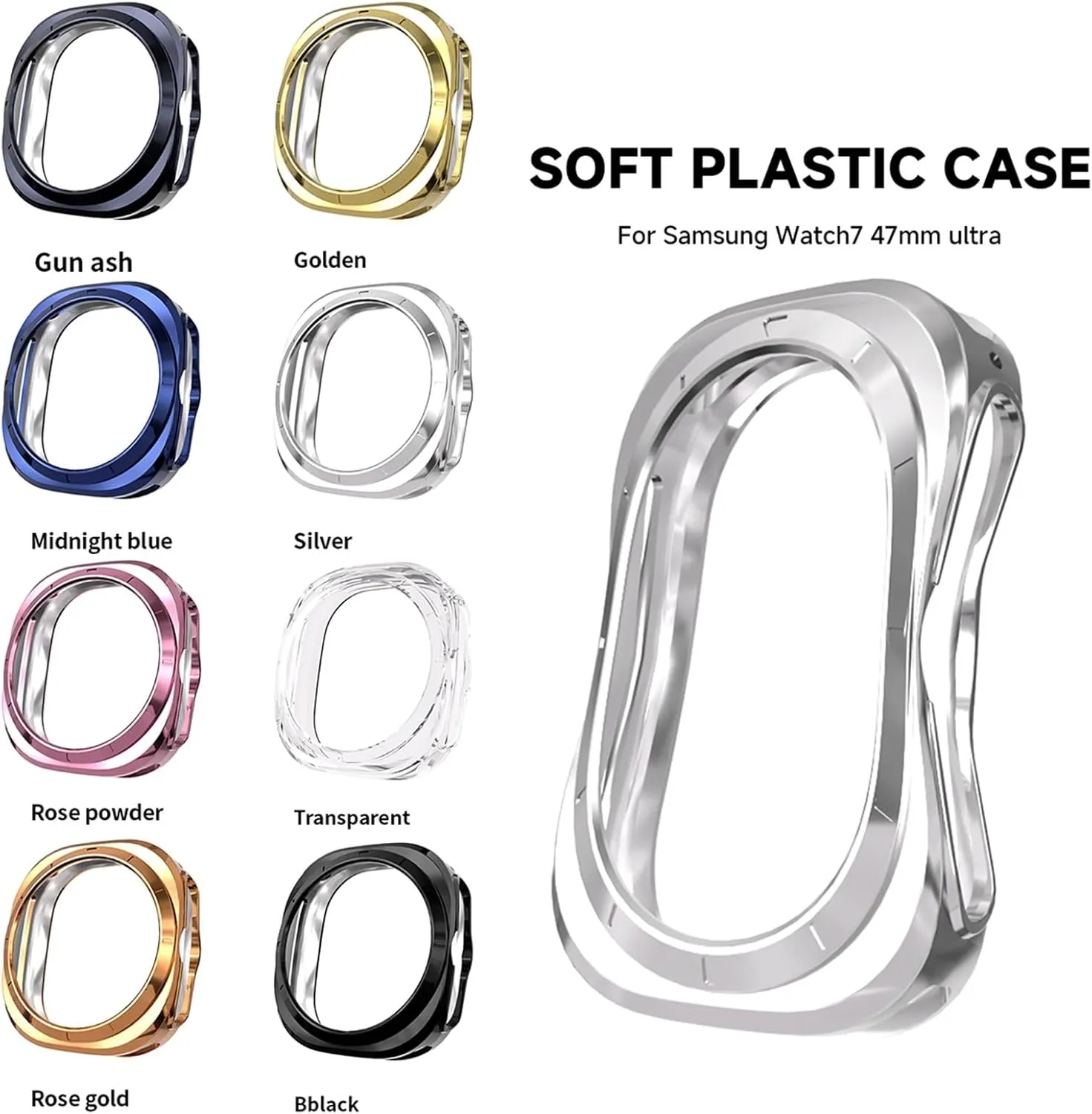 GUMMMY Case for Samsung Galaxy Watch 7 Ultra 47mm Smartwatch Cover Soft TPU Bumper Protective Shell for Galaxy 7 Ultra 47mm Accessories(Gold)